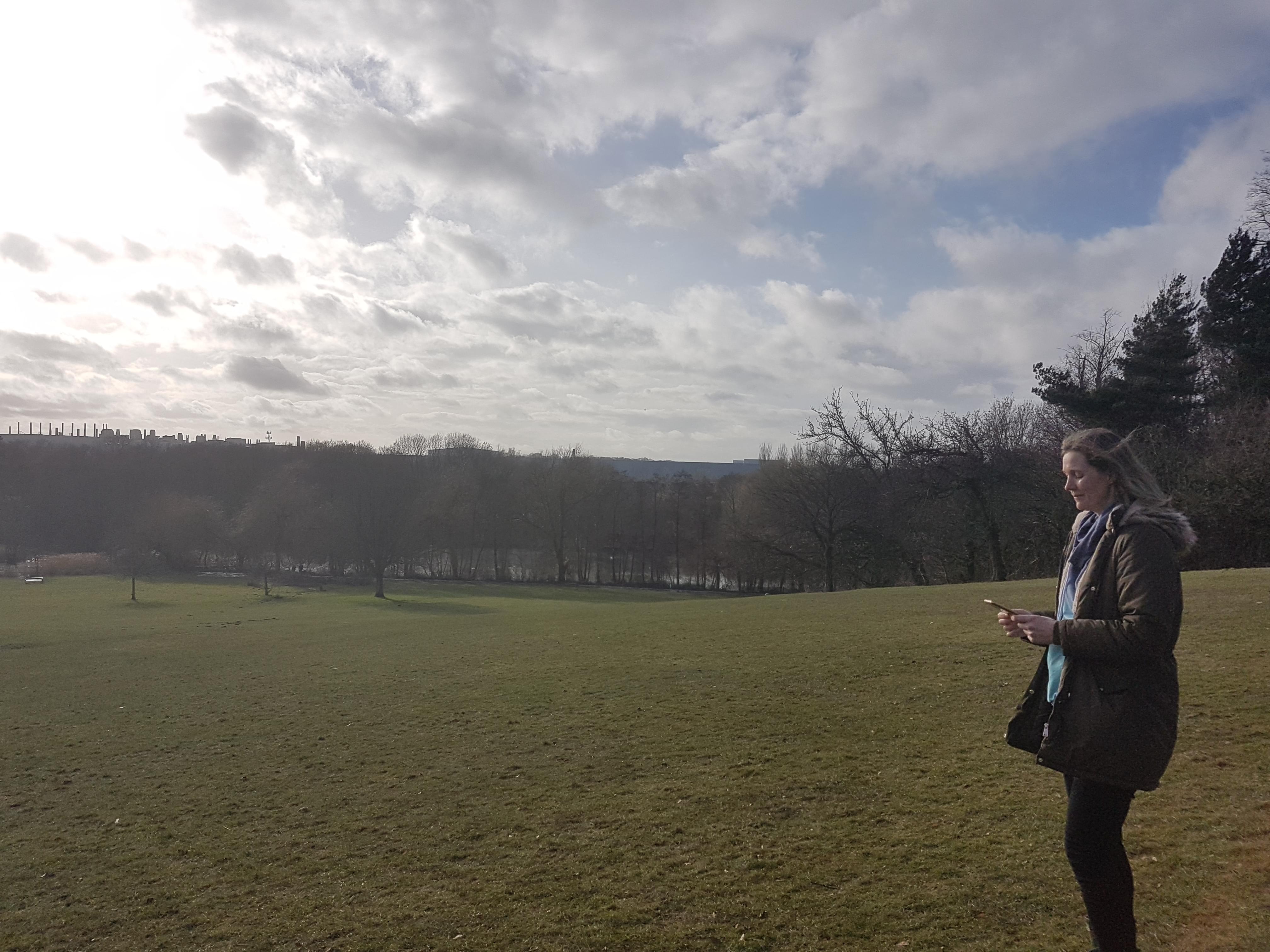 Person in park with view